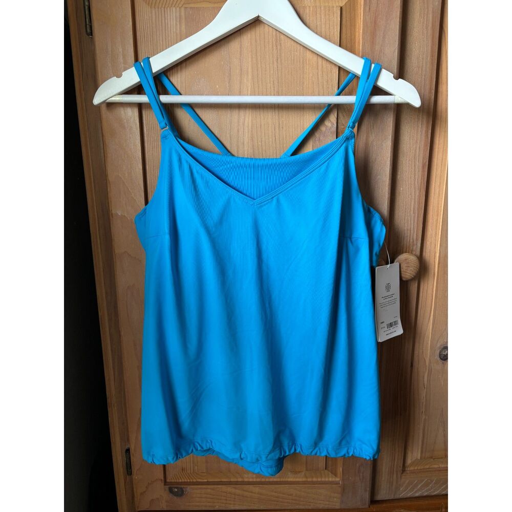 Athleta | NWT Seascape Bra Cup Tankini Top in blue | 36 B/C